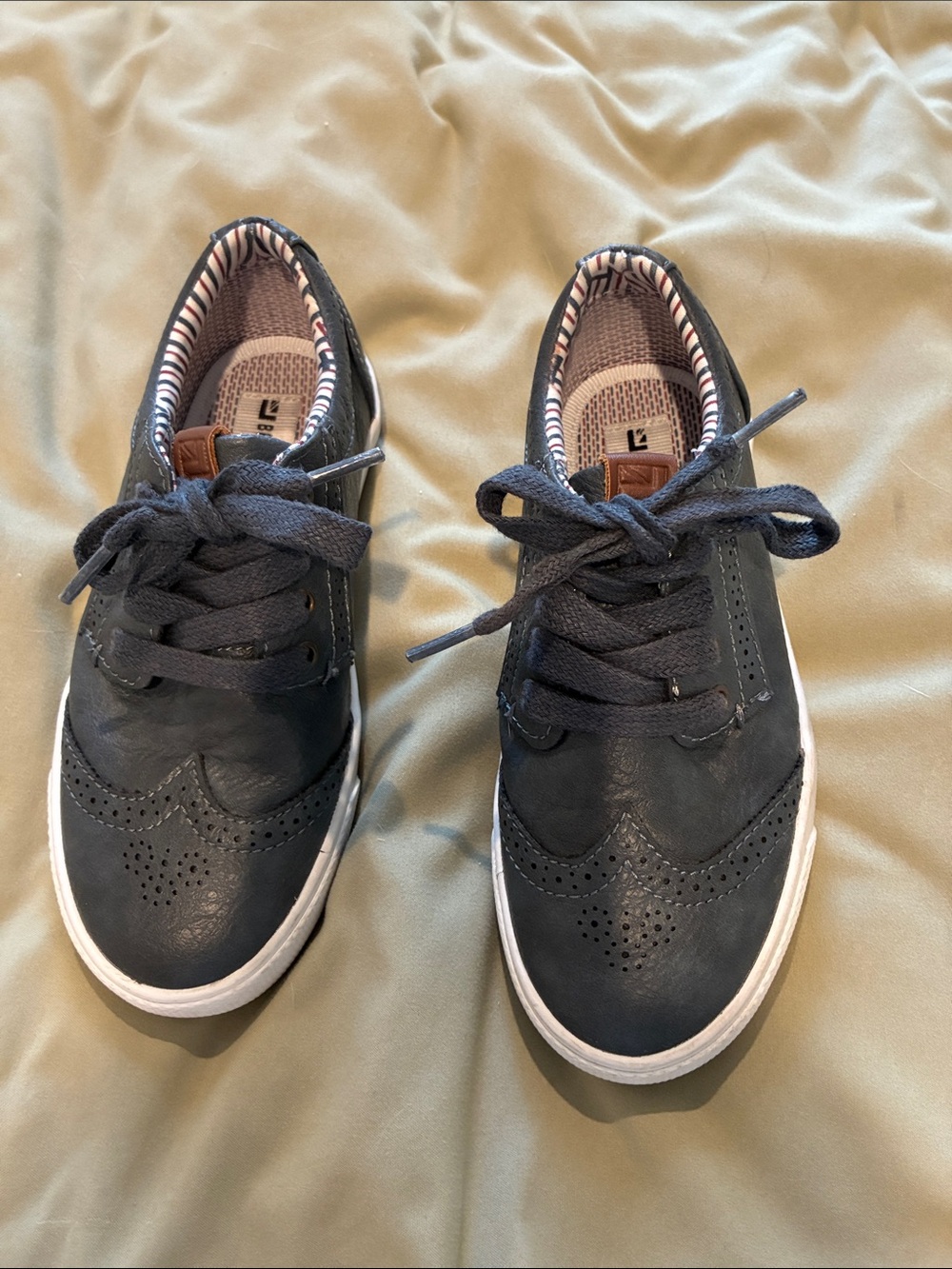 Boys Navy all leather Ben Sherman Casual Lace-Up Shoes Sz 13